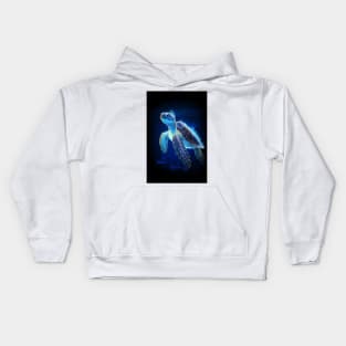 Ethereal Sea Turtle in Vibrant Blues Kids Hoodie